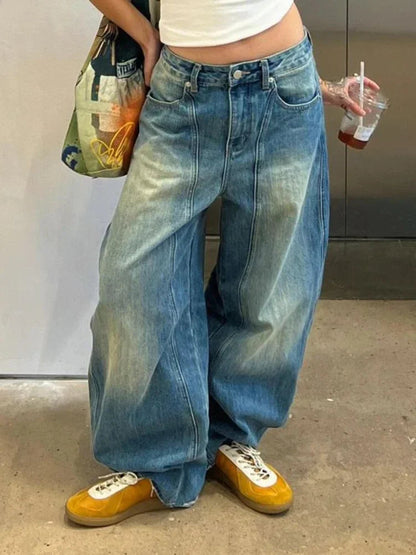 Wash Jeans Y2k Hip Hop Slouchy Oversize Straight Korean Style Wide Leg Denim Pants Harajuku Trouser