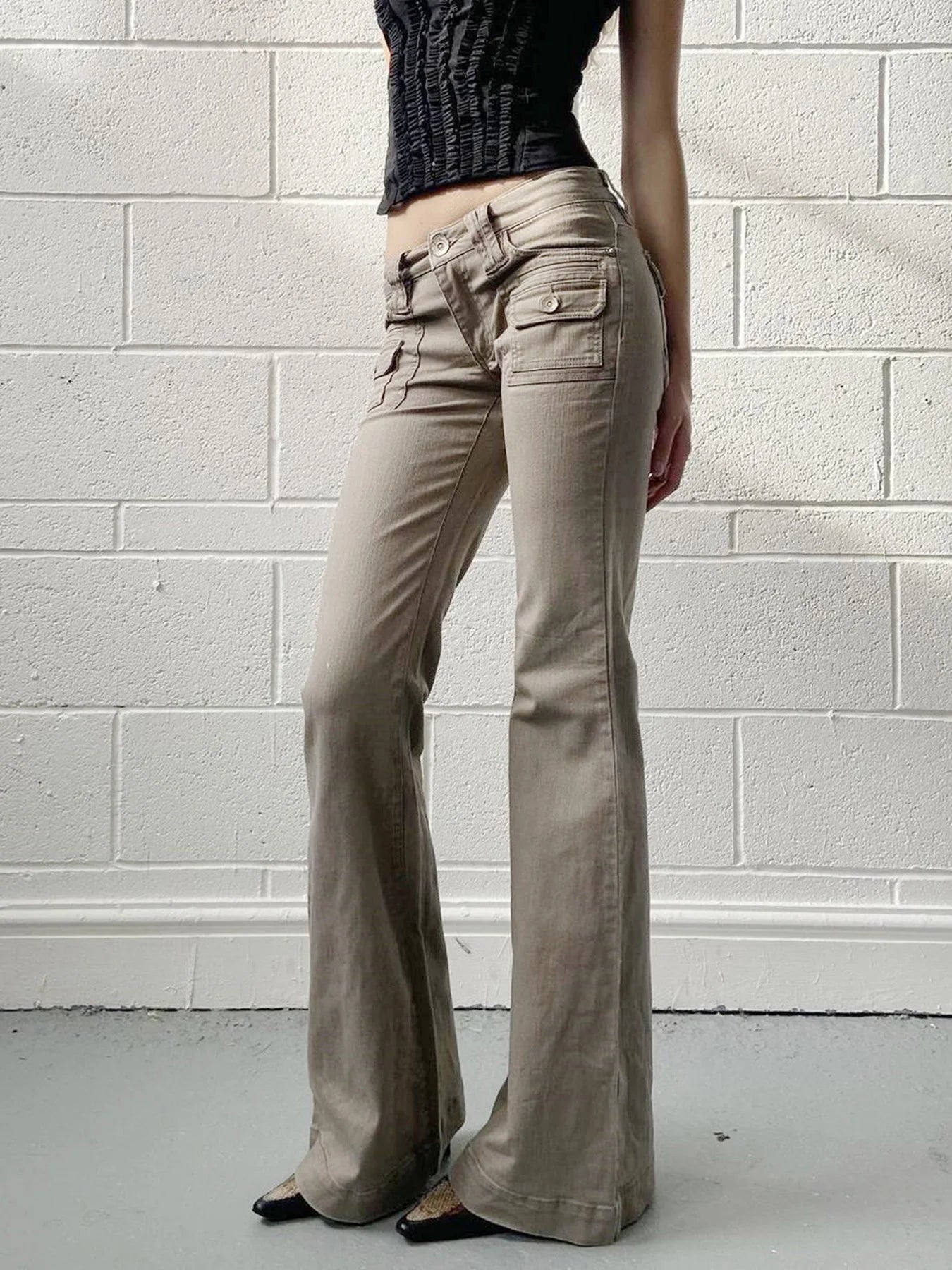 Slim Fit Simple Flared Pants High Causal England Style All-match Basic Jeans Classical Clothing