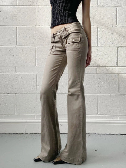 Slim Fit Simple Flared Pants High Causal England Style All-match Basic Jeans Classical Clothing