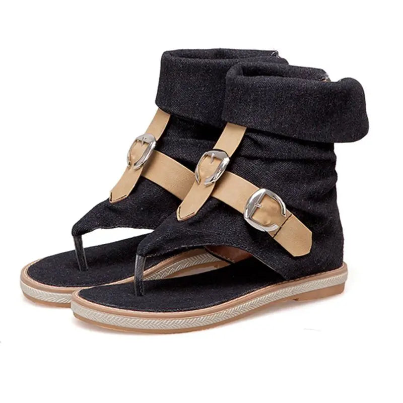 Blue Shoes Buckle Gladiator Sandals Summer Jeans Boots Booties Sandalias Size 43
