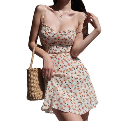 Short Dresses for Summer Spaghetti Strap Backless Beach Party Mini Dress Vacation Outfits