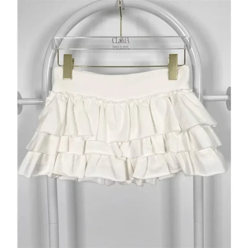 Pleated Color Aline Skirt Spring New Korean Slim Rough Selvage Cake Skirt