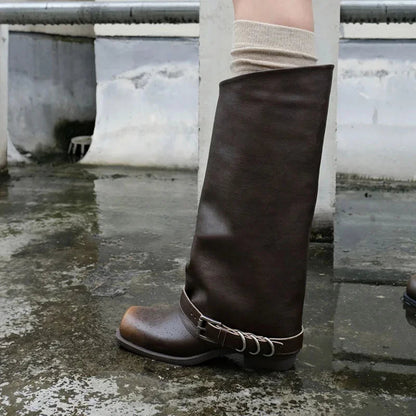 Retro Woman Boots Brand Designer Spring New Genuine Leather Western Boots Knee High Ankle Boot