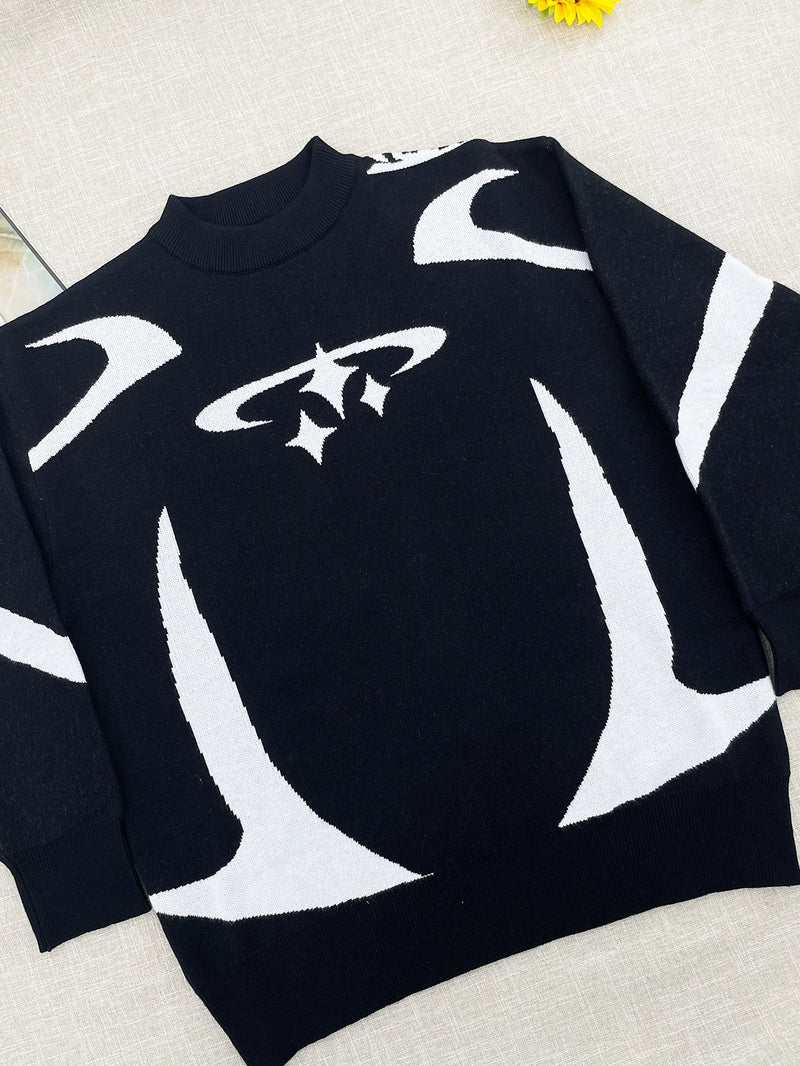 Temperament Commuter Style Pullover Sweater for ’s Autumn and Winter New Loose All-match Crew-neck Knitwear