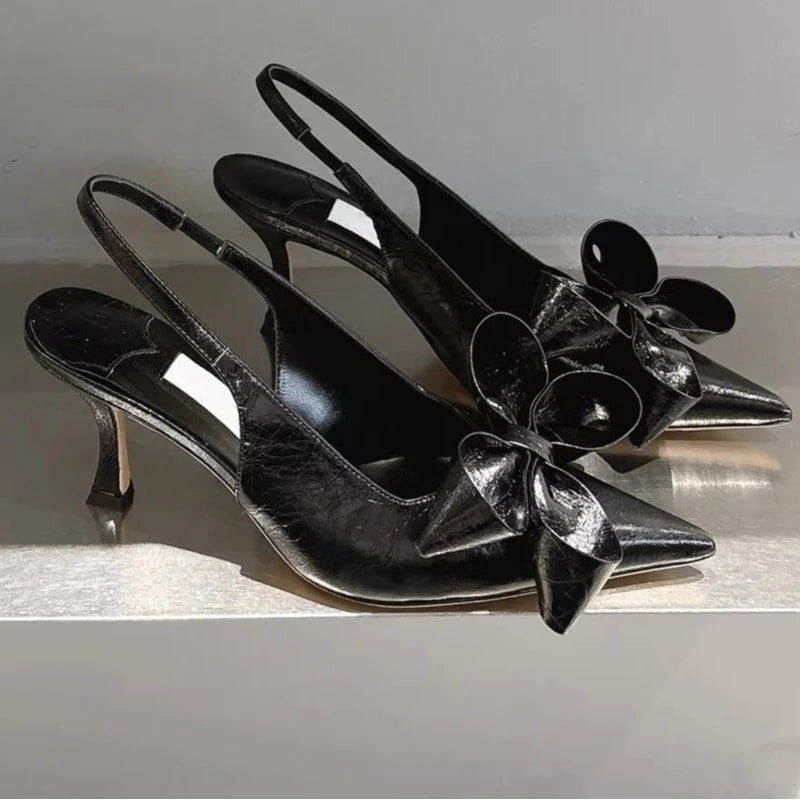 Spring Summer New High Heel Bow Pointed Toe Stiletto Sandals Shoes