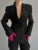 Black Lapel Suit Outwear for Pocket Long Sleeve Commute Patchwork Coat Female High Waist Autumn Blazers