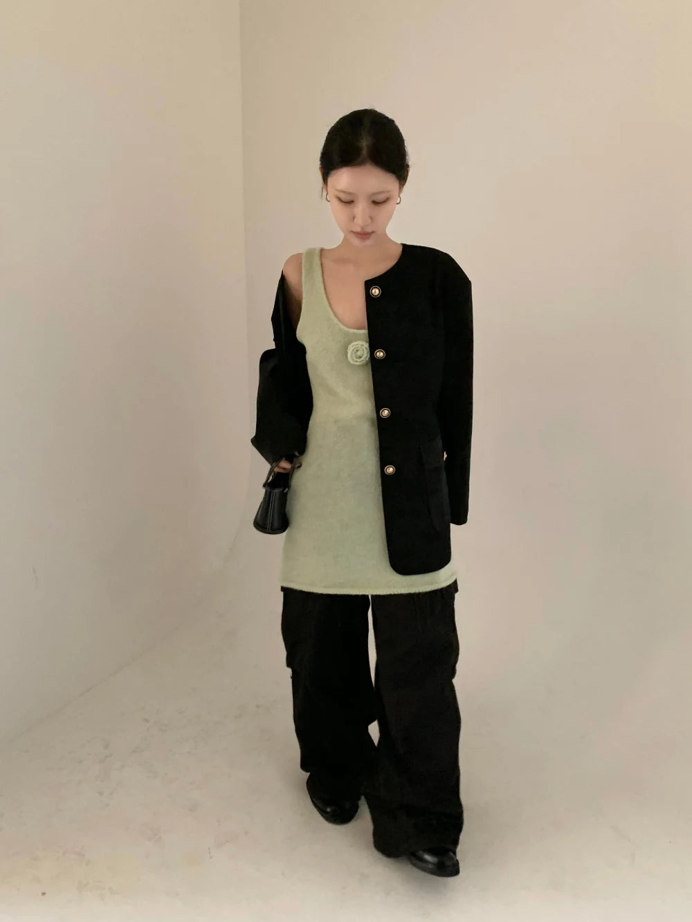 Three Dimensional Flower Knitted Vest Dress Summer New Design Looks Slim Can Be Worn in a Short Skirt