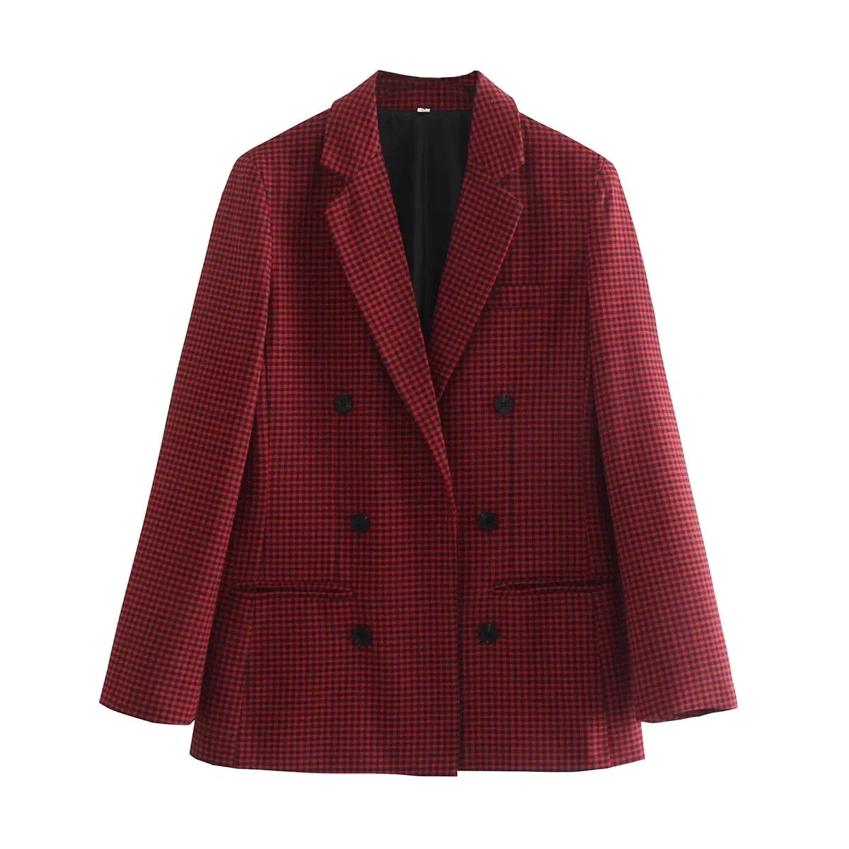 Autumn Plaid Blazer for Office Outfits New in Jacket Double Breasted Coat Oversized Blazer De Mujer