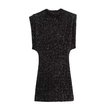 New Midi Dress Oneck Split Sleeveless Slim Dresses High Waist Bodycon Vestidos Robes