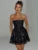 Strapless Mini Dress Black Off-shoulder Backless Pleated Sequins Sparkle Club Party Dress