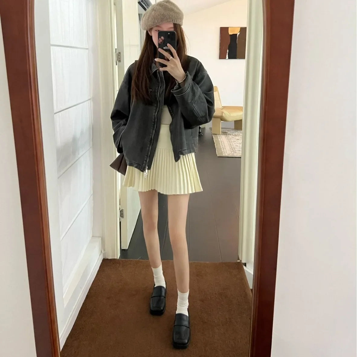 Size 3440 Pu Autumn Real Leather Loafers Spring Flats Shoes Low Heels Office Lady Daily Dress
