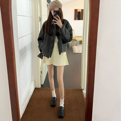 Size 3440 Pu Autumn Real Leather Loafers Spring Flats Shoes Low Heels Office Lady Daily Dress