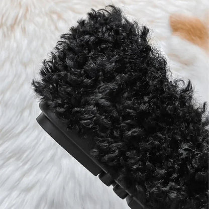 Plush Warm Flat Shoes for Winter Bow Design Nonslip Soft Bottom Ballet Shoes Low Heel Padded Mules
