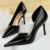 Shoes 8 Cm Patent Leather Design Pumps Pointed Side Hollow Retro High Heels Stilettos Party Shoes 43