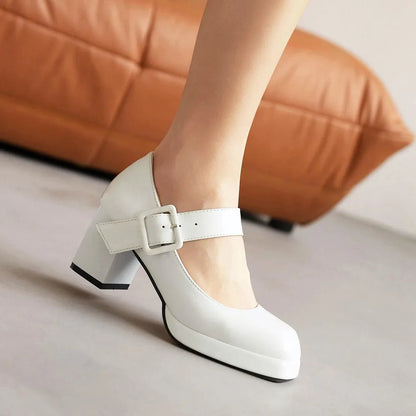 Classics High Heels Lolita Shoes Straps Mary Janes Shoes Female Red Orange White Pumps Party Wedding Shoes Size 45