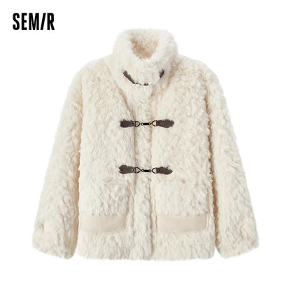 Coat Imitation Rabbit Fur Imitation Suede Patchwork Retro New Winter Loose Stand-up Collar Jacket