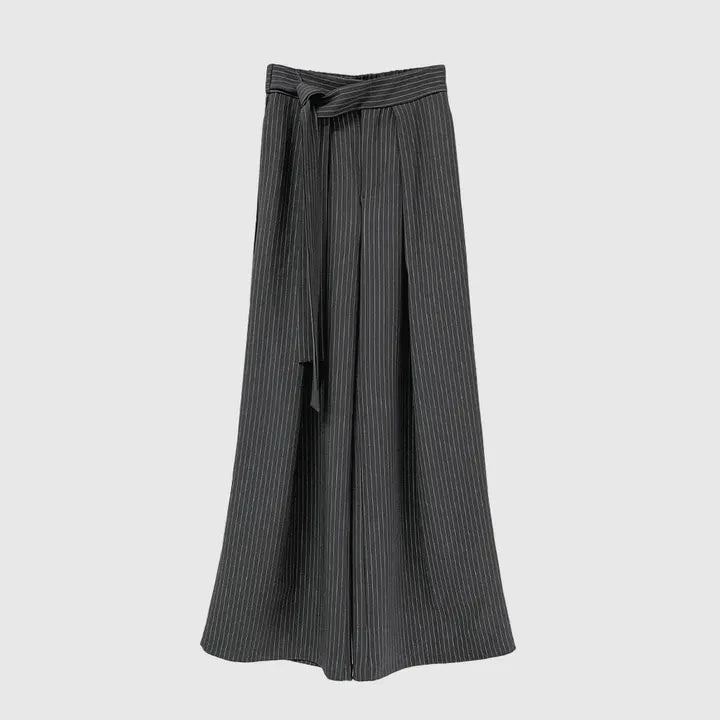 Korean Retro Strap Contrasting Striped Trousers Spring New French Style Highend Versatile Long Pants