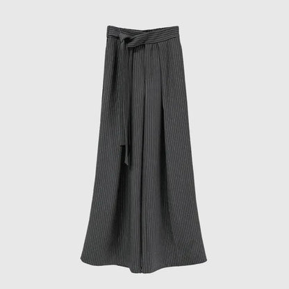 Korean Retro Strap Contrasting Striped Trousers Spring New French Style Highend Versatile Long Pants