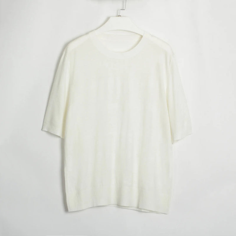 Summer Knitted Tshirt Short Sleeve Oneck Slim White Sweater Female Pullovers Knitwear