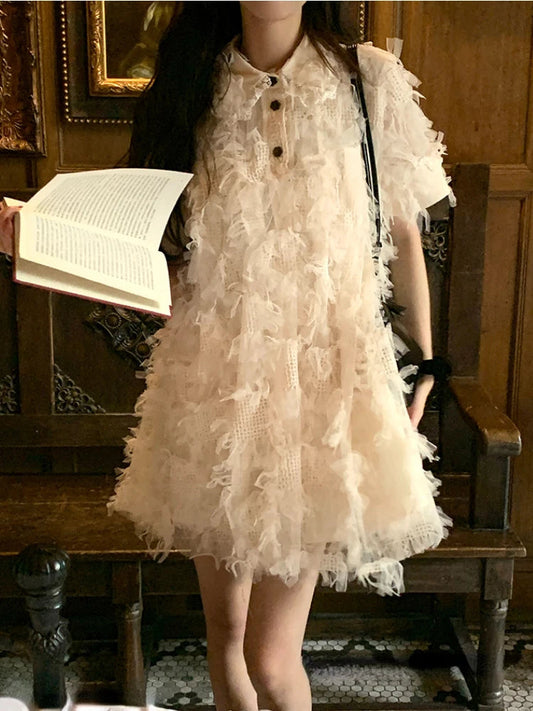 2000s Y2k Mini Dress Japanese Kawaii Clothing Evening Party Lace Dress Office Lady Short Sleeve Retro Summer