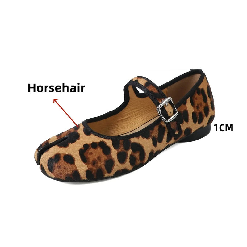 Mary Jane Horsehair Loafers Single Shoes Flats Shoes Woman Flats Street Shoes
