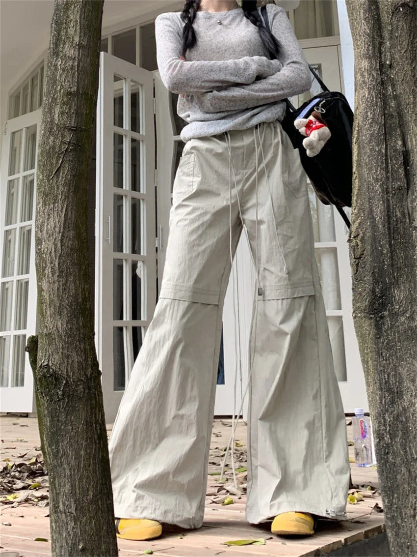 Low Waist Loose Pants Summer Daily New Wide Leg Minimalist All Match Slim Sports