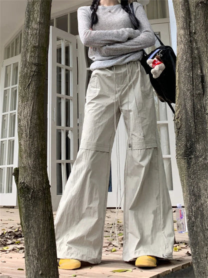 Low Waist Loose Pants Summer Daily New Wide Leg Minimalist All Match Slim Sports