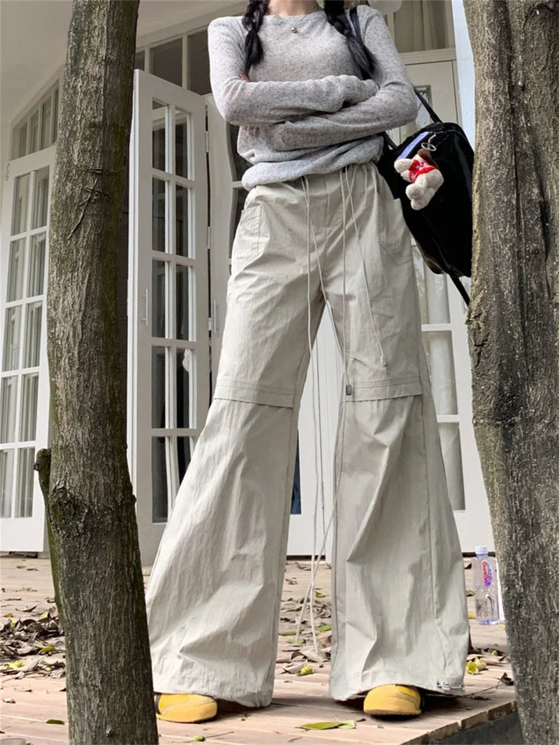 Low Waist Loose Pants Summer Daily New Wide Leg Minimalist All Match Slim Sports