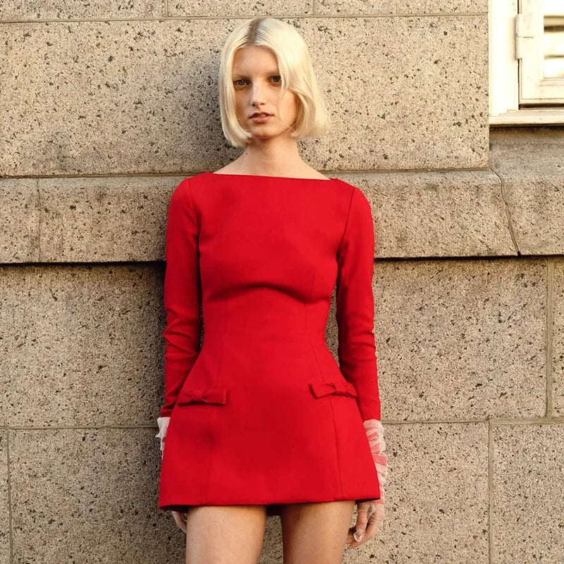 Selene - Bows Splice Mini Dress
