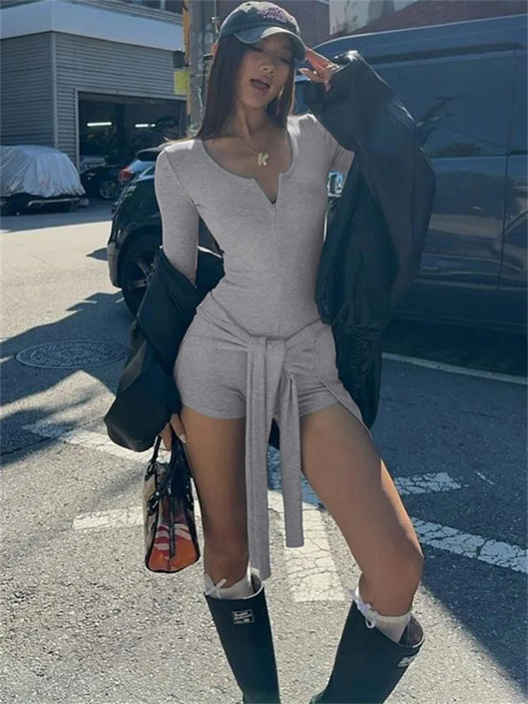 Bandage 2 Piece-set Skirt Zipper Skinny Yoga Jumpsuit and Lace-up Skirt Sets Clothes ’s Jumpsuit Outfits