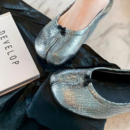 New Soft Leather Split Toe Design Mules Flats Shoes Cozy Lightweight Soft Sole Loafers Mary Jane Pumps Ballet Shoe
