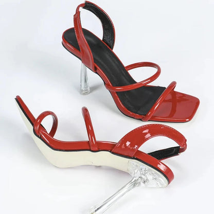 Color Square Back Strap Thin High Heel Summer Nonslip Designer Shoes Party Open Toe Sandal Shoes