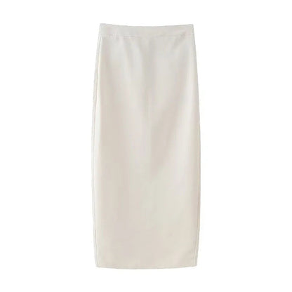 Summer Suit Woman Sleeveless Tank Top Causal Laceup Cropped Vest Female High Waist Slit Pencil Long Skirts