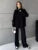 Knit Zipper ’s Pants Sets for Slim Lapel Long Sleeve Pullover and Patchwork Straight Legg 2 Piece-set Winter