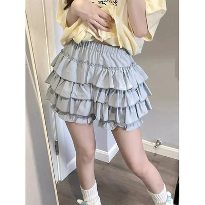 Y2k Sweet Ruffles Mini Skirt Kawaii Lolita Bow a Line Skirts Harajuku Japanese High Waist Pink White Ball Gown Skirt
