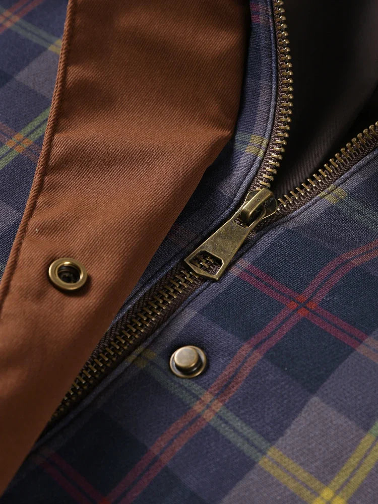 Plaid Printed Jacket Patchwork Turn Down Collar Single Breasted Female Coat Autumn Long Sleeve Zipper Outwear