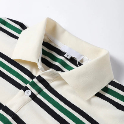 Stripe Basic T-shirt Long Sleeve Female All Match Polo Shirt Spring New Loose Tops High Street