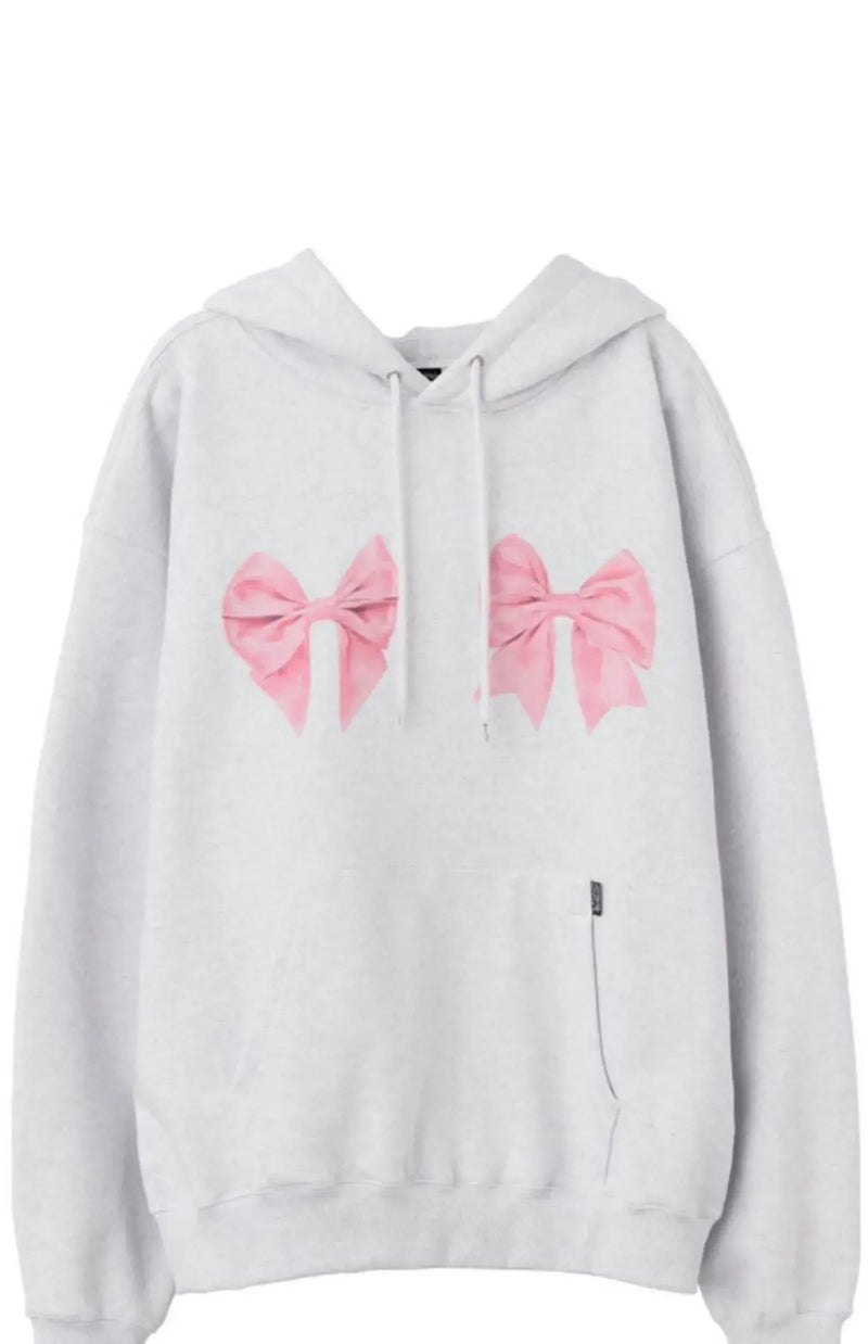 Kawaii Bow Print Hoodies Y2k Long Sleeve Sweatshirt Oversized Sweet Girl Causal Loose Autumn Winter Clothes Ins