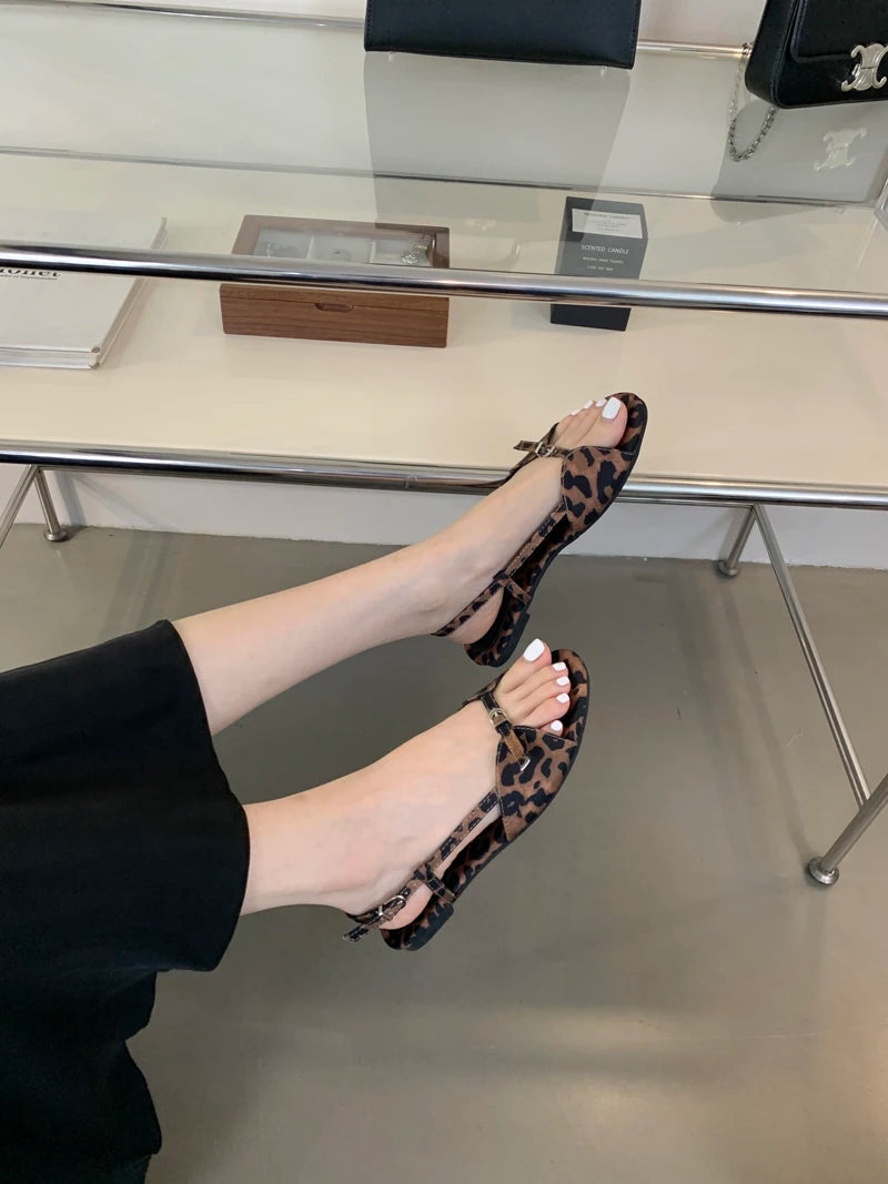 Silver Sandals Flats Brown Belt Buckle Shoes Summer Flats Sandal Comforts Sandalias De Mujer