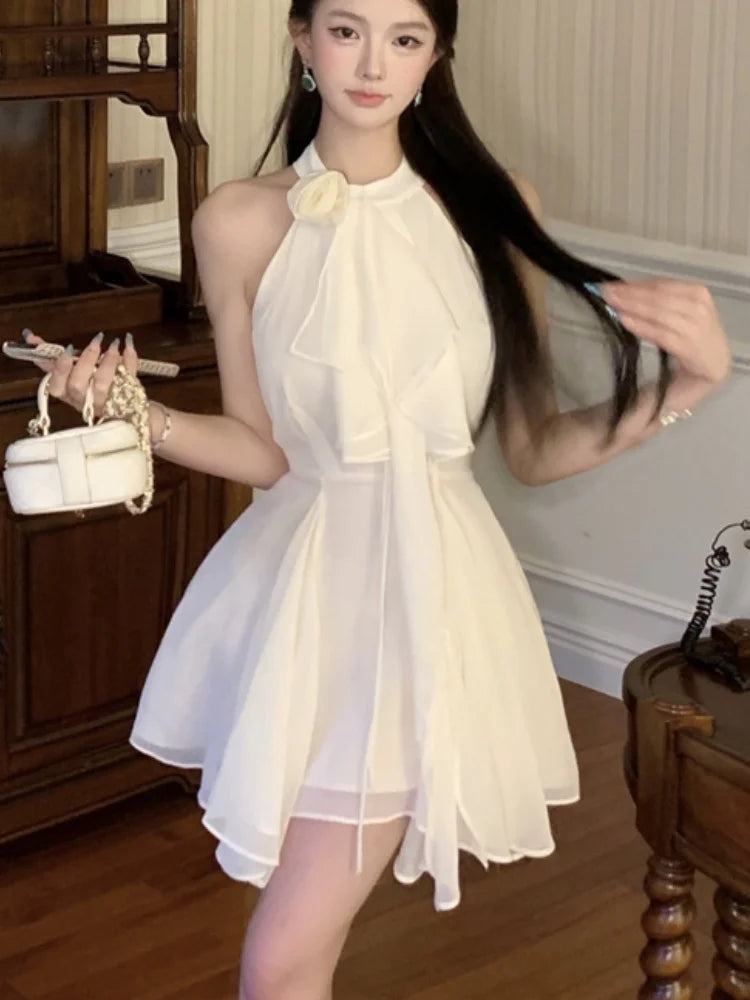 Sleeveless Y2k Mini Dress Korean Lady One Piece Clothing Evening Party Summer New