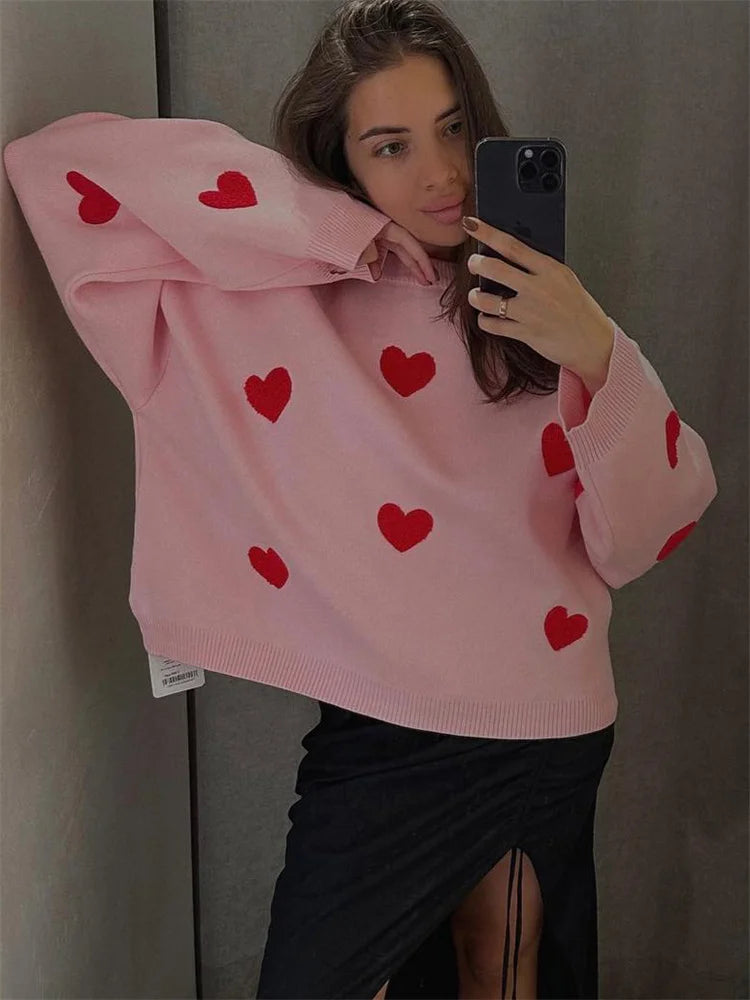 Kawaii Loose Sweater Pullover for Long Sleeve High Street Printed Camisola Female Patchwork Sweater
