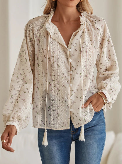 Printed Tassel Blouse