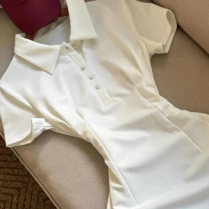 White Preppy Style Dresses Spring Summer Aline Vestidos Mujer Korean Simple Mini Dress