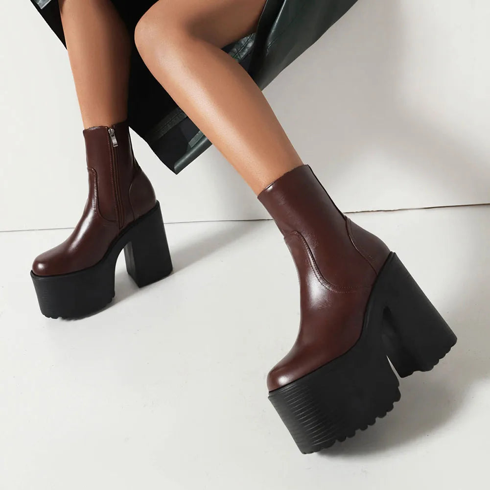 Platform Ankle Boots Winter Brand Design Great Quality Gothic Style Comfy Cool Street Shoes Boots Big Size 43