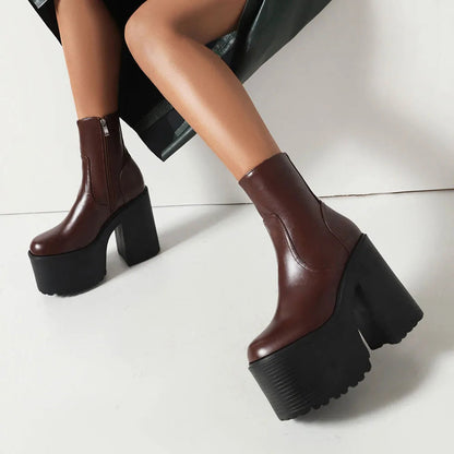 Platform Ankle Boots Winter Brand Design Great Quality Gothic Style Comfy Cool Street Shoes Boots Big Size 43