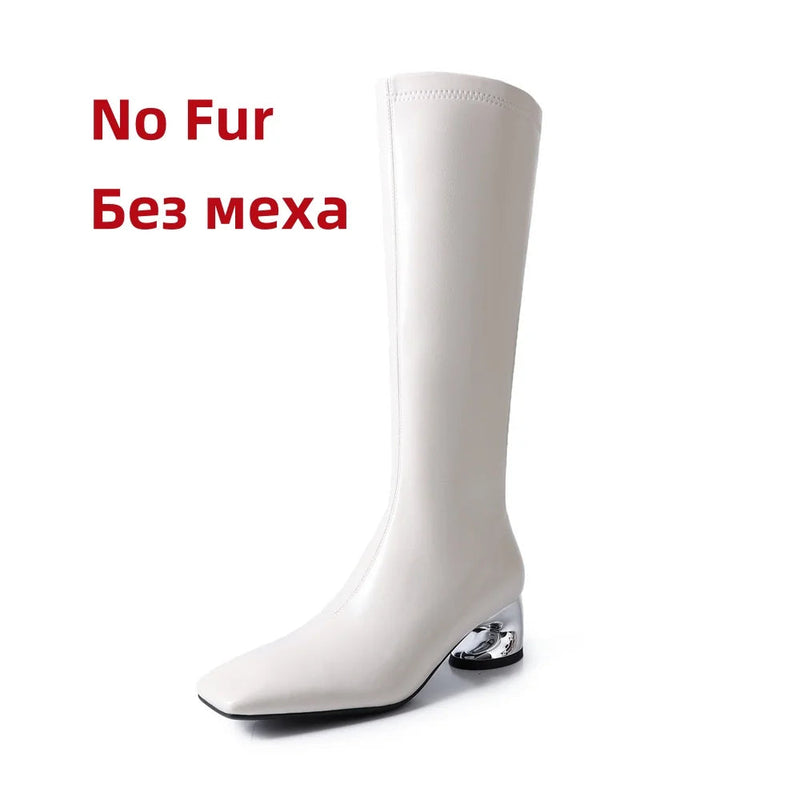 New High Heels Simple Style Warm Autumn Winter Slim Long Shoes Woman Thigh High Knight Boots