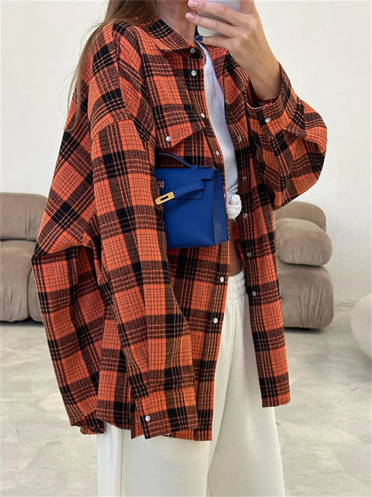 For Shirts Outwear Lapel Loose Patchwork Long Sleeve Striped Female Cardigan Coat