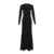 Slim Ruched Flower Maxi Dress for Long Sleeve Party Outfits High Elasticity Dresses