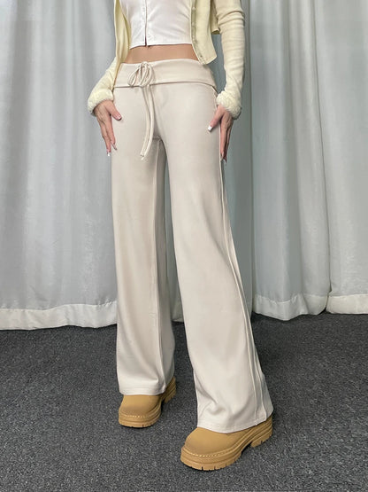 Basic Sweatpants Drawstring Waist Straight Leg Jogging Pants Y2k