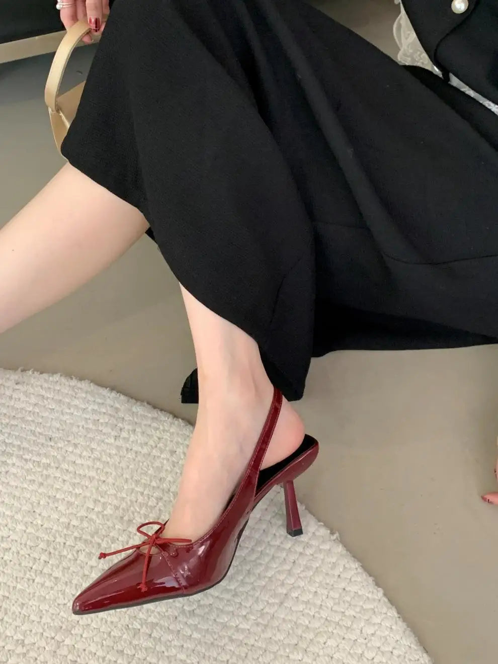 Summer of Shoes Beige Heeled Sandals New Black Spring Pointed Comfort Bow High Clear Low Fabric P